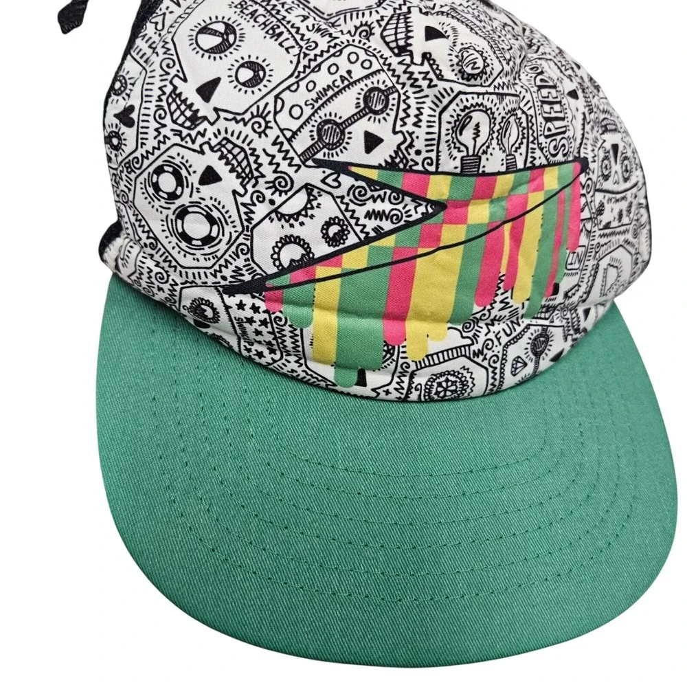 VINTAGE Speedo Unisex Mesh Trucker Snapback Hat‎ Bright Graphic Green Y2K Skulls